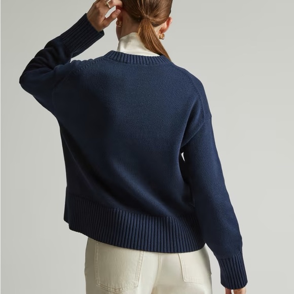 Everlane The Organic Cotton Crew Sweater In Navy - Picture 2 of 6